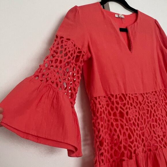 Tyler Boe Izzy Bell Sleeve Dark Coral Mini Dress - Picture 3 of 8